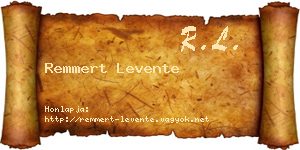 Remmert Levente névjegykártya